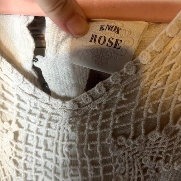 Knox Rose Boho Long Sleeve Crochet Detail Festival Blouse Lg - Picture 2 of 3